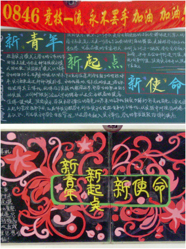 龙湖区林百欣科技中专团委举行"新青年,新起点,新使命"板报设计大赛